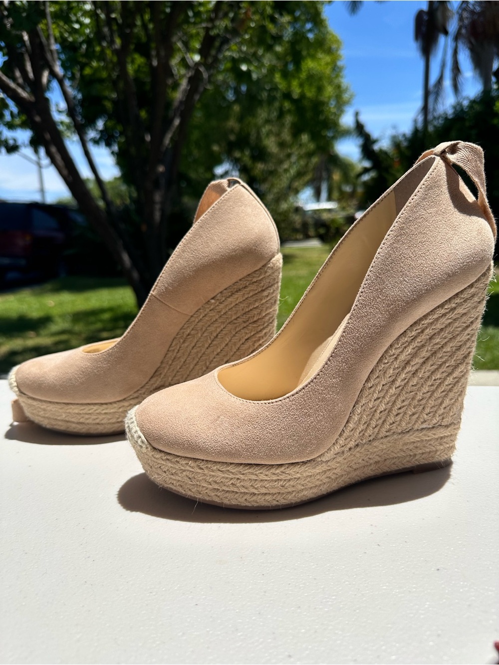 Jessica Simpson Woman’s Zexie Espadrille Wrap Heels (Almond) - Picture 4 of 5